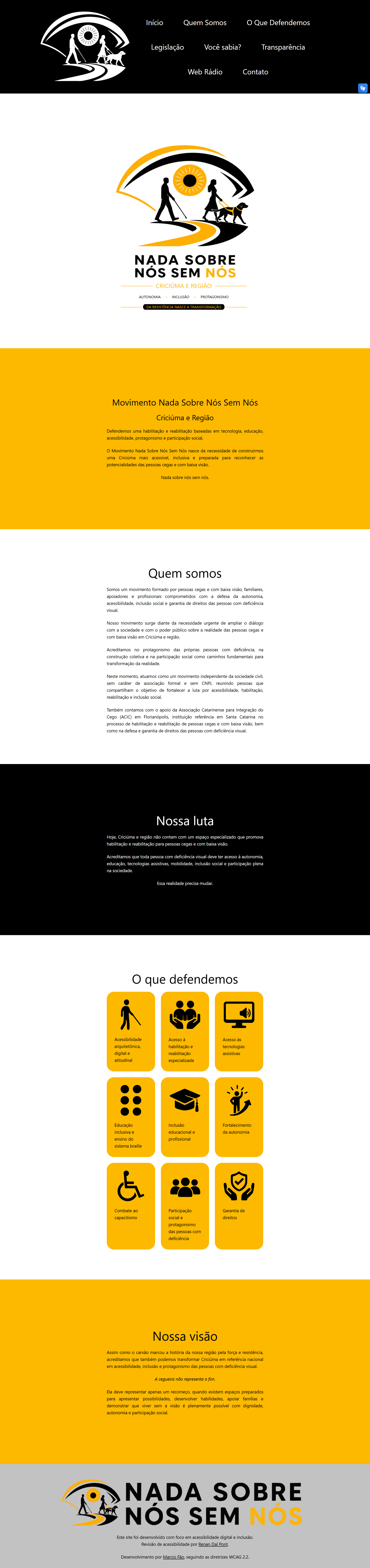 Site ONG acessibilidade